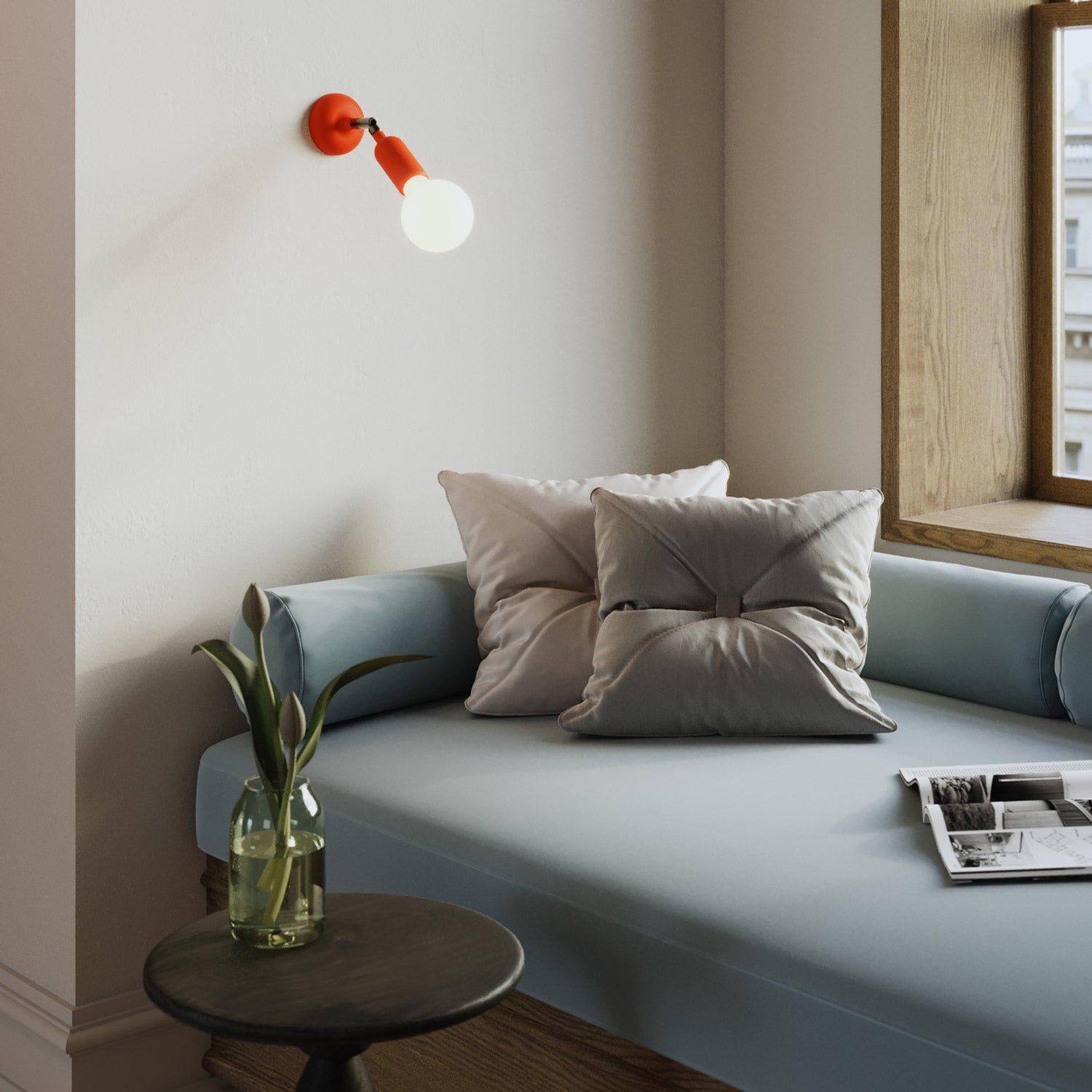 Silicone Fermaluce lamp with joint and built-in switch - Orange