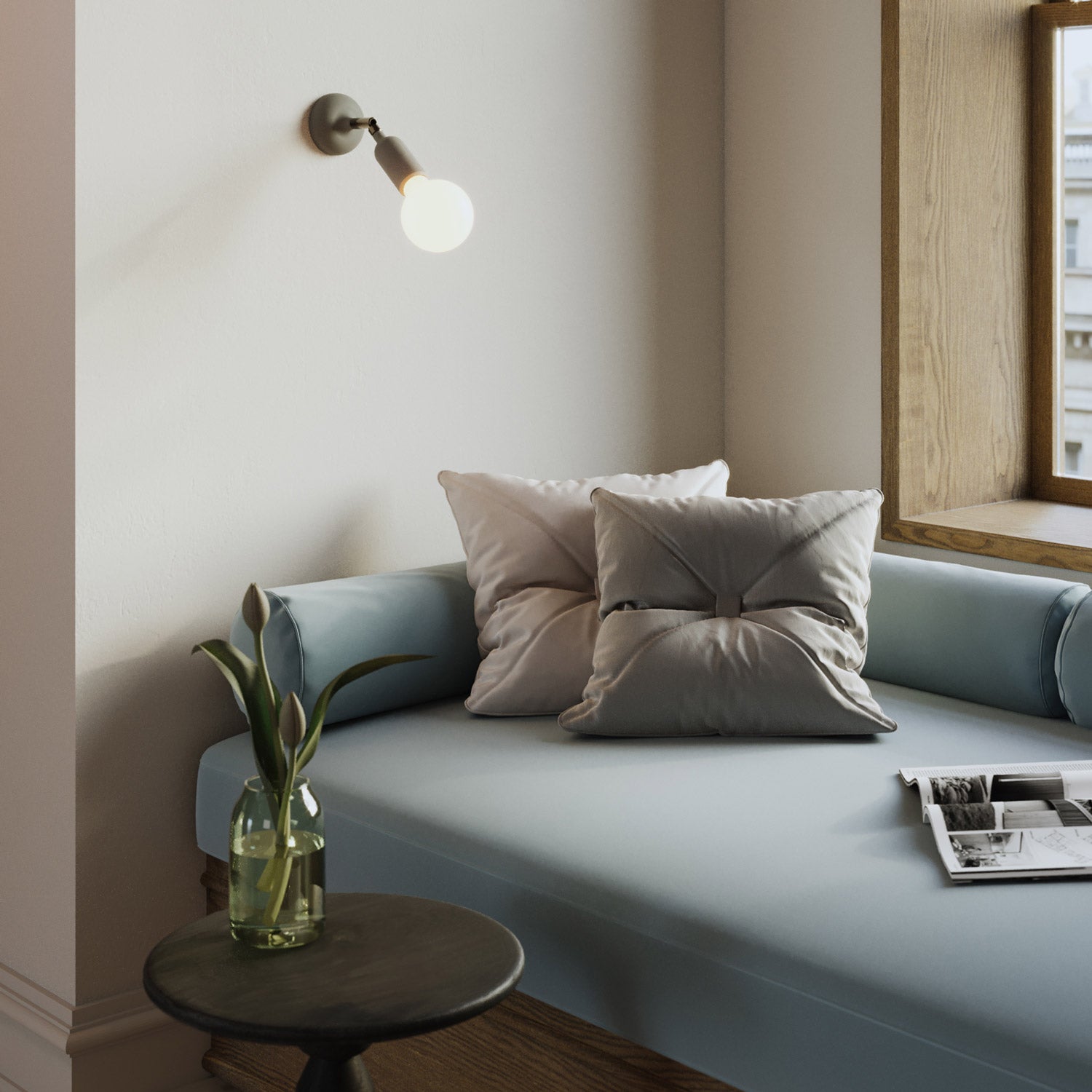 Silicone Fermaluce lamp with joint and built-in switch - Grey