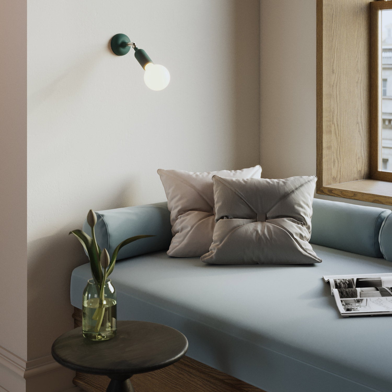 Silicone Fermaluce lamp with joint and built-in switch - Petrol