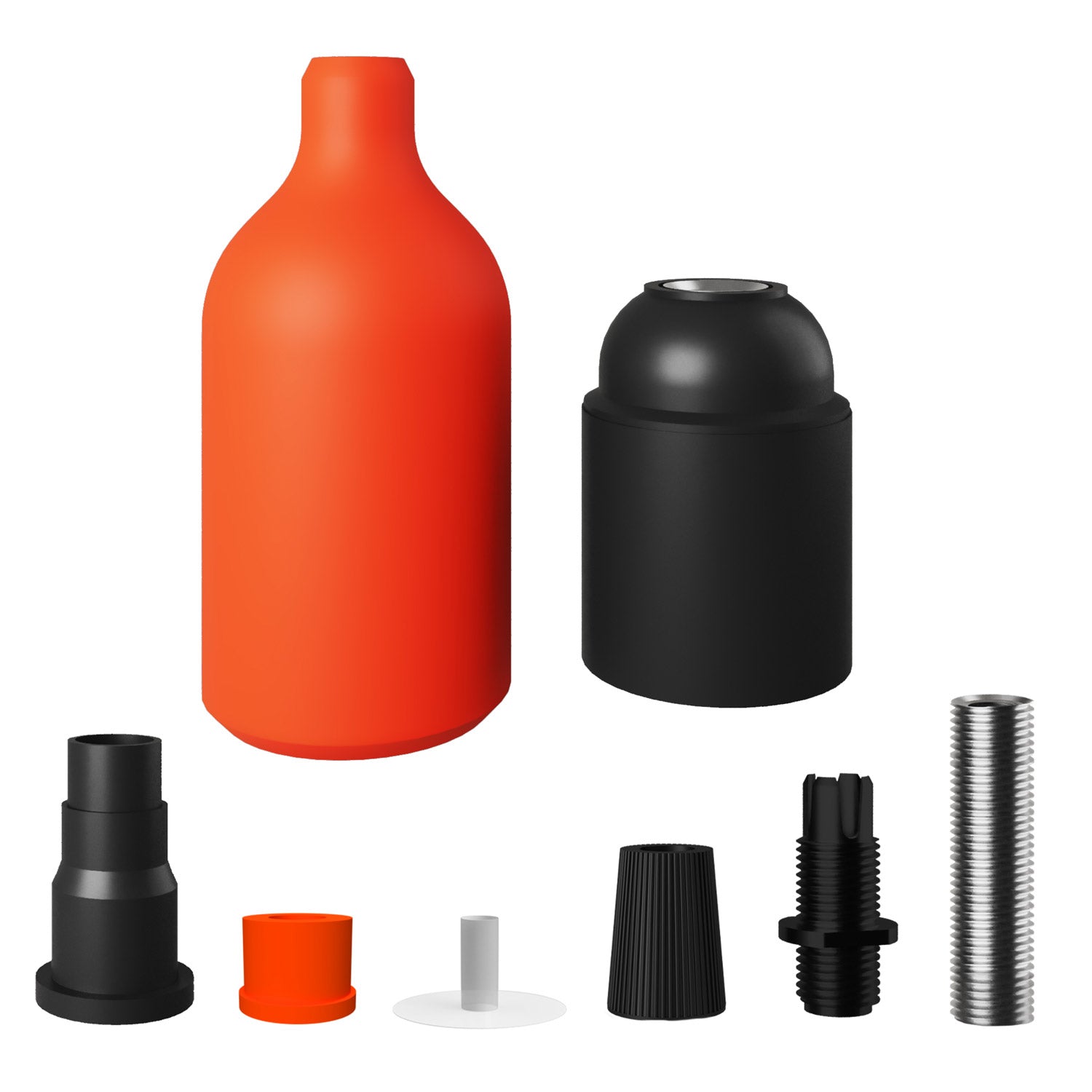 Silicone E26 socket kit with hidden cable clamp - Orange