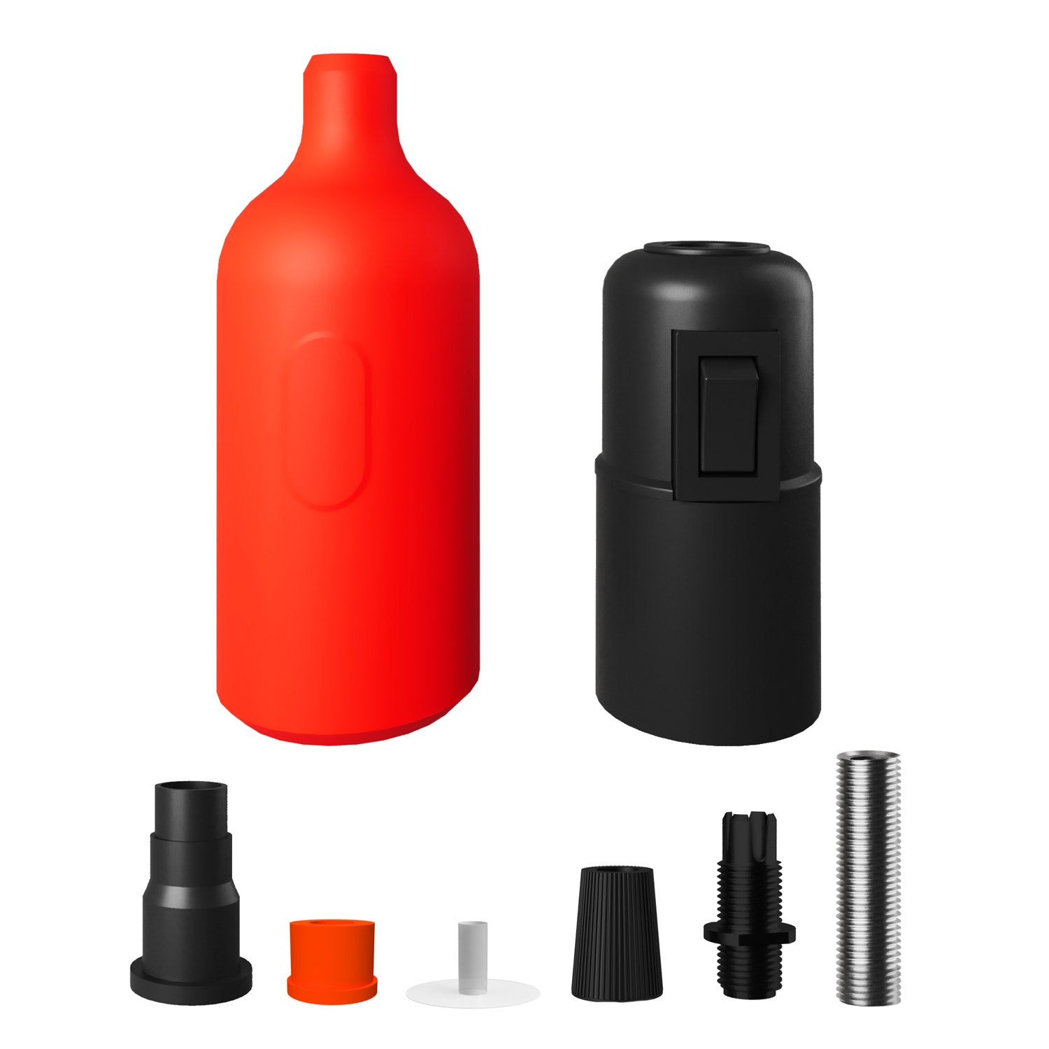 Silicone E26 socket kit with switch and hidden cable clamps - Orange
