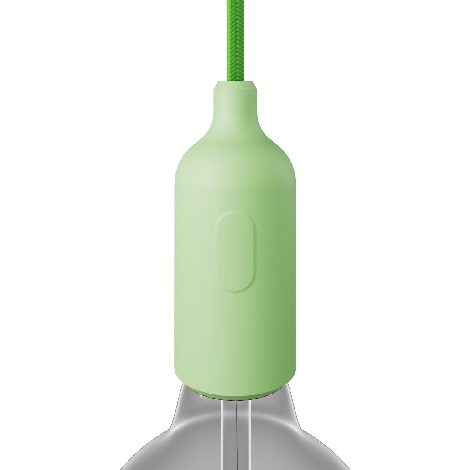 Silicone E26 socket kit with switch and hidden cable clamps - Soft green