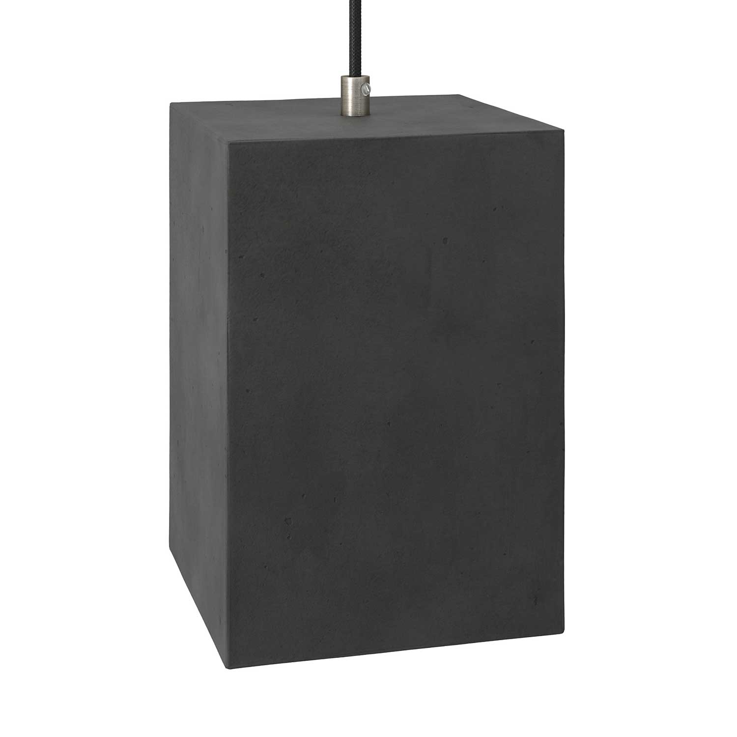 Cube cement lampshade for suspension, with cable clamp and E26 socket - Dark cement