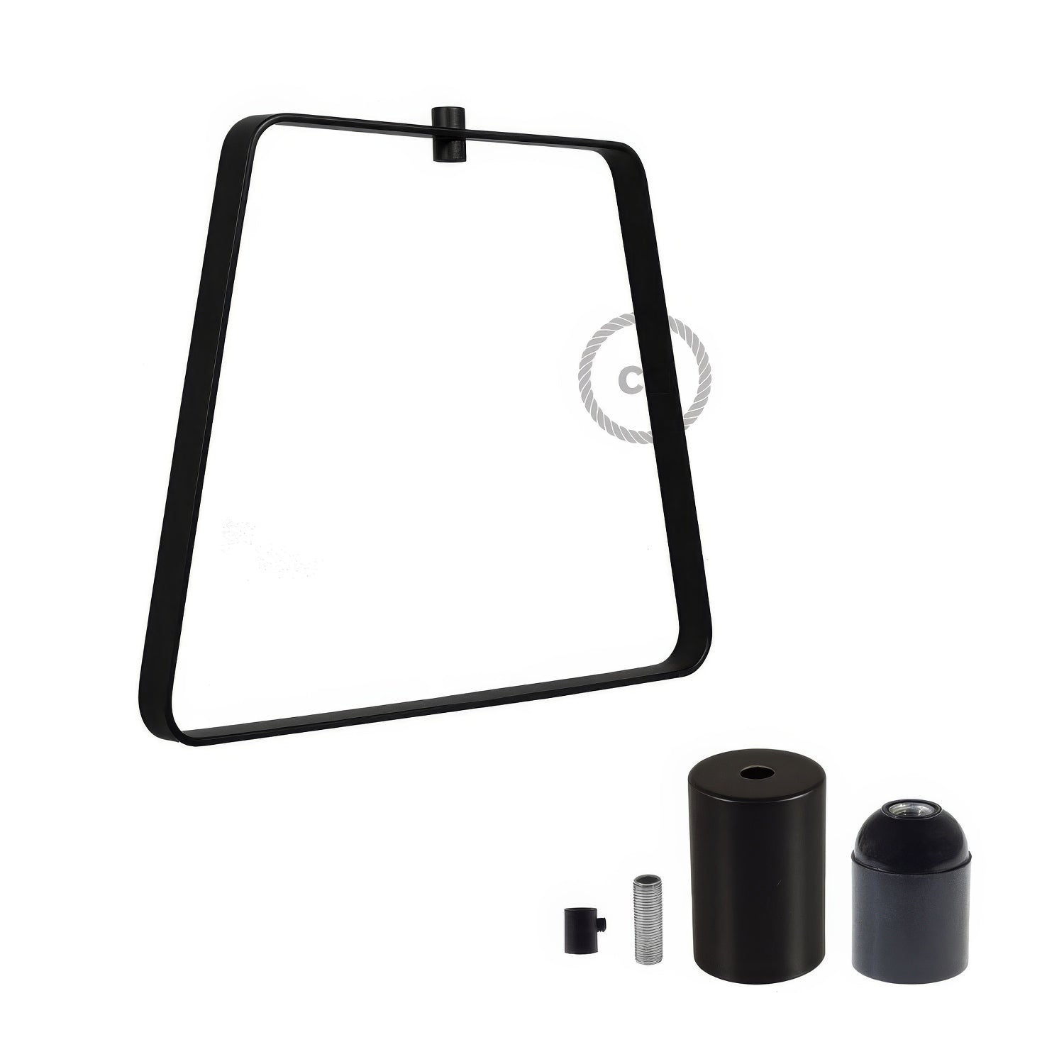 Metal Duedì Base lampshade with metal socket cover and E26 socket - Black