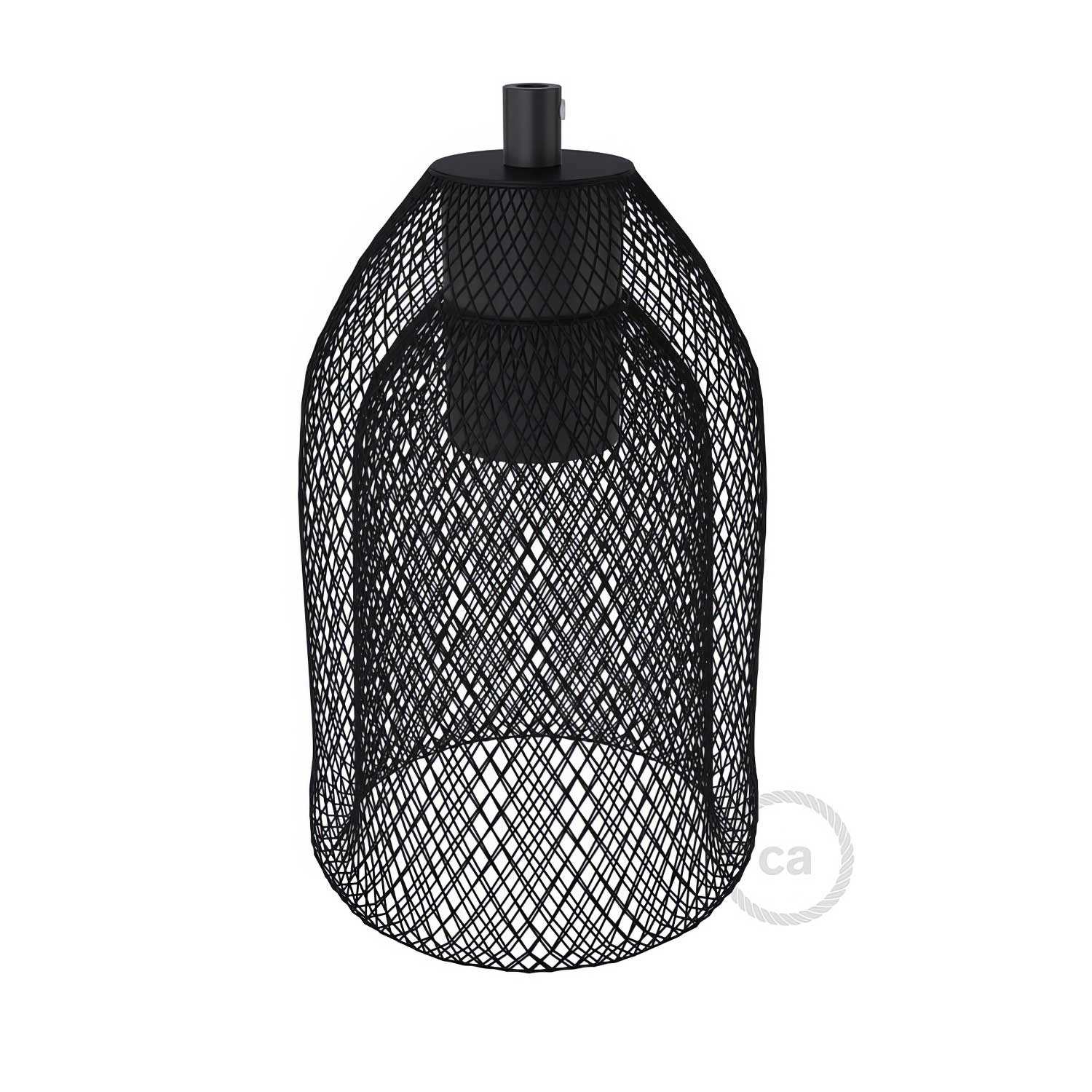 Ghostbell - The wire mesh pendant lampshade with socket cover - Black