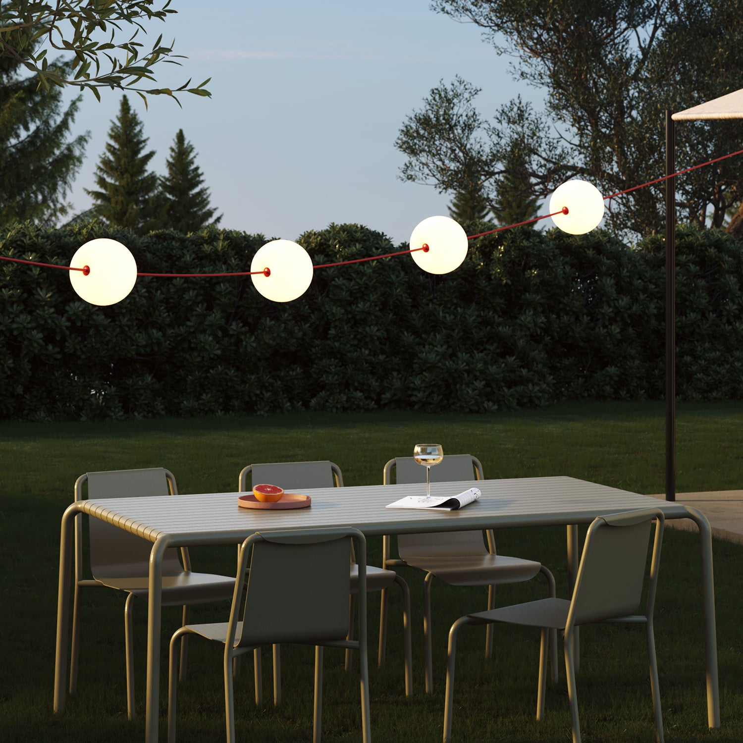 Outdoor 4-Light String Light for wet locations Starfish Red, Power supply with US plug - Marina4 Cherry