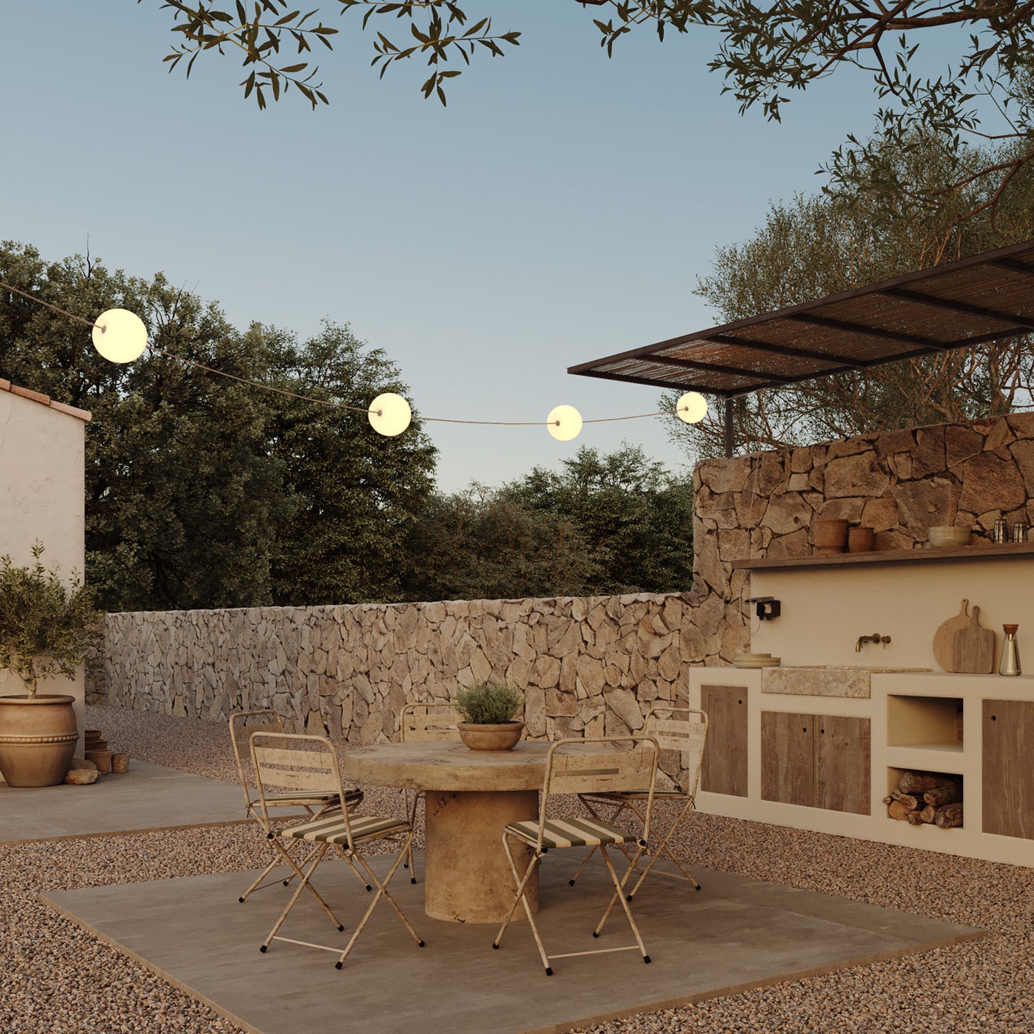 Outdoor 4-Light String Light for wet locations Desert Brown, Power supply with US plug - Marina4 Cherry