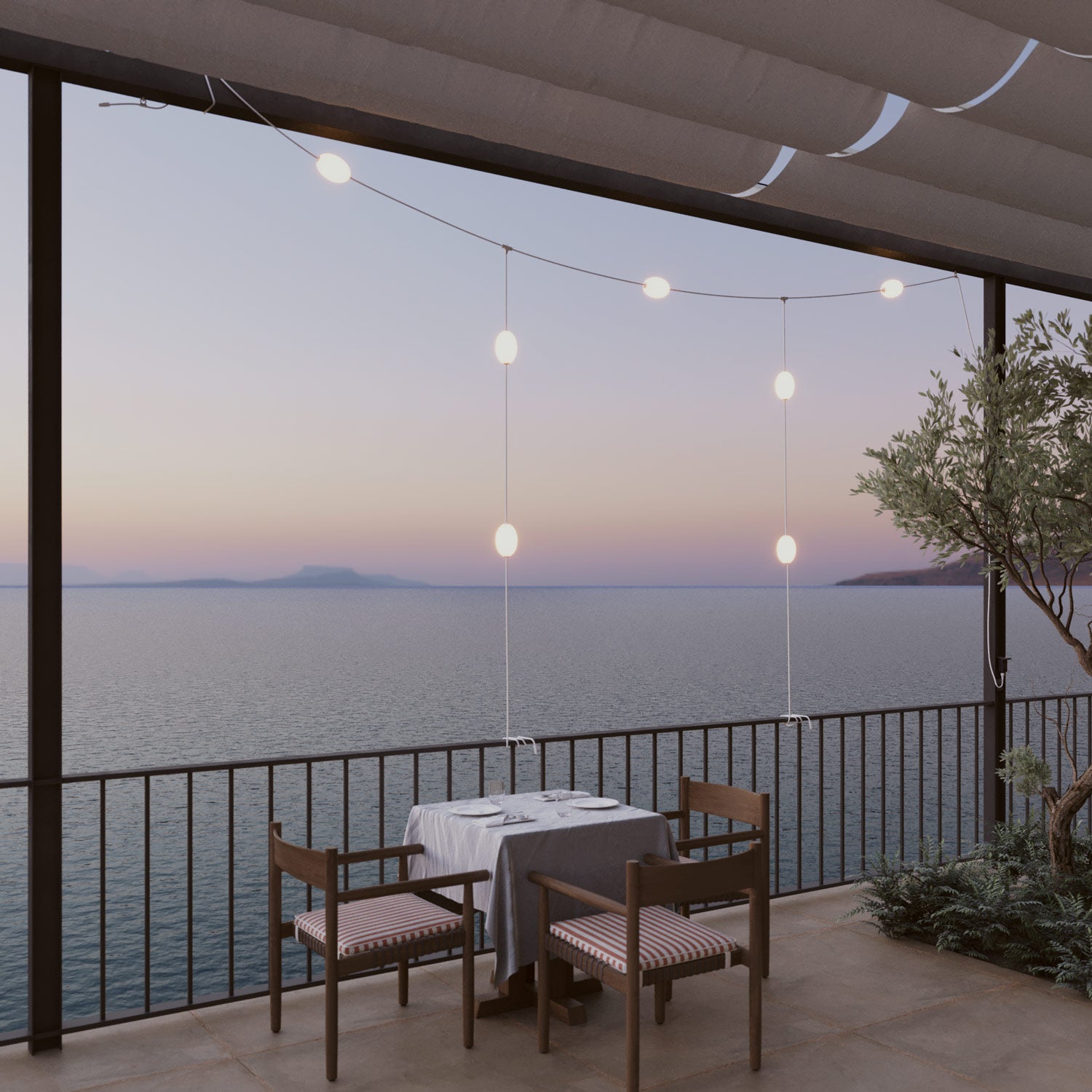 Outdoor Net String Light 7-Light for wet locations White Sand, Power supply with US plug - Marina GRID
