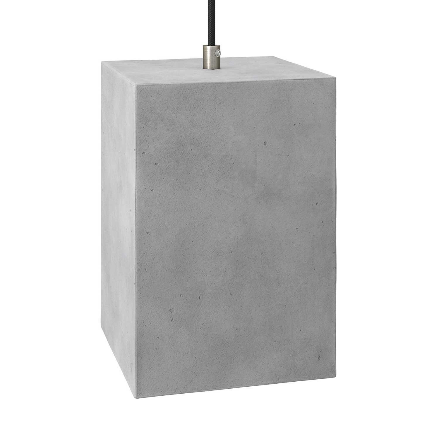 Pendant lamp with textile cable, Cube cement lampshade and metal finishes - Light cement