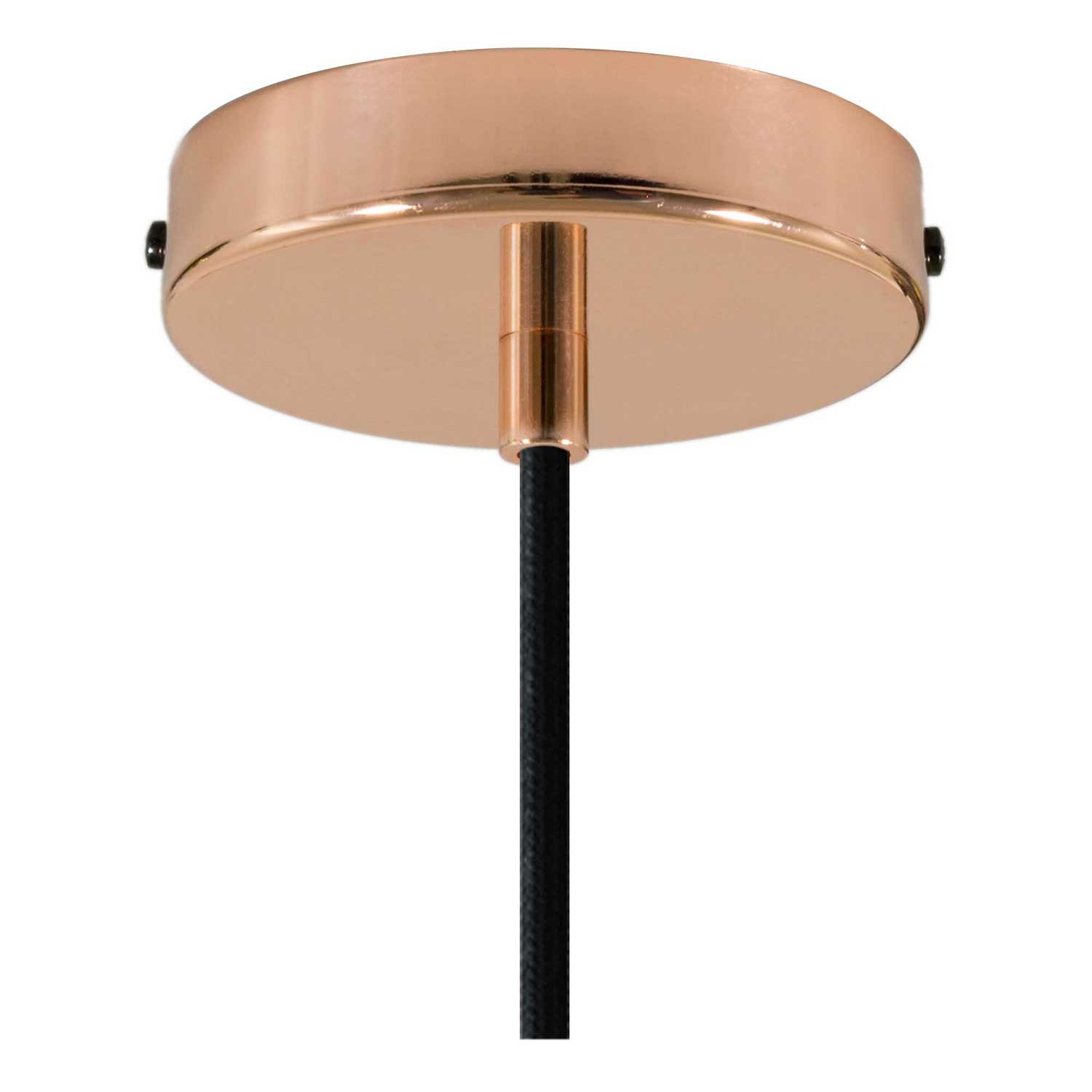 Pendant lamp with textile cable, Dome lampshade and metal details - Copper