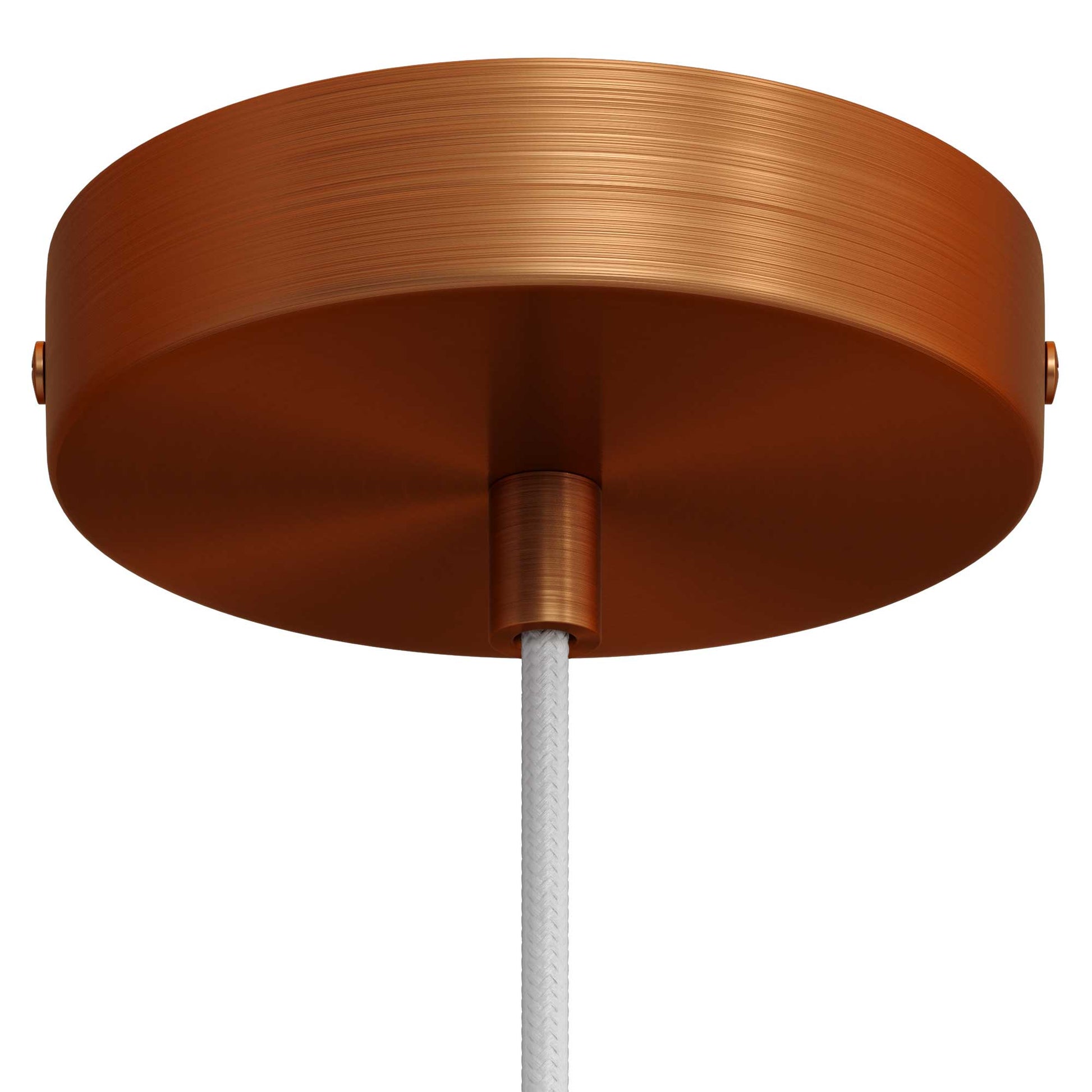 Pendant lamp with textile cable and satin metal details - Brushed copper