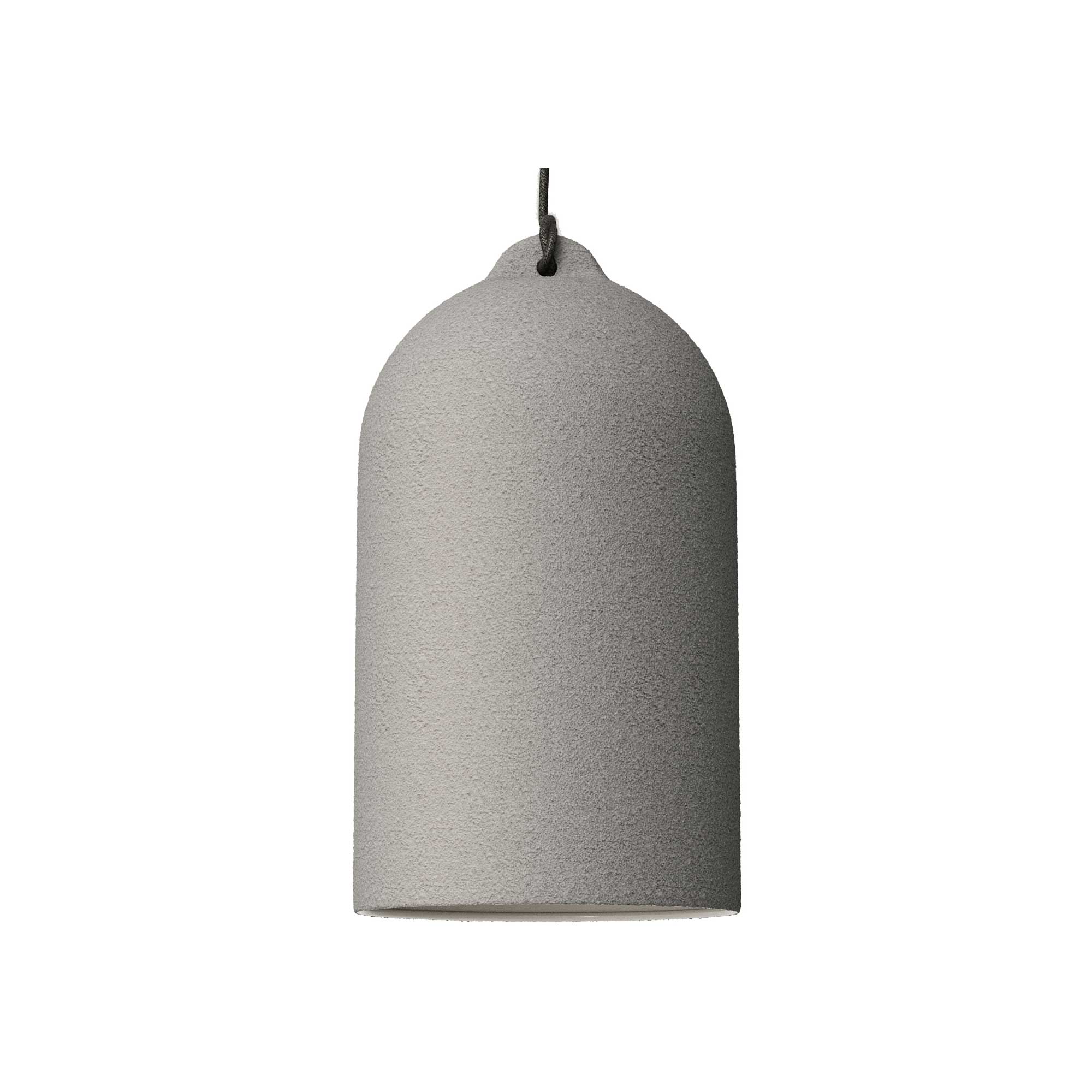 Pendant lamp with textile cable and Bell XL ceramic lampshade - Cement effect