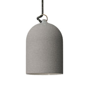 Pendant lamp with textile cable and lampshade Mini Bell XS ceramic shade - Cement effect