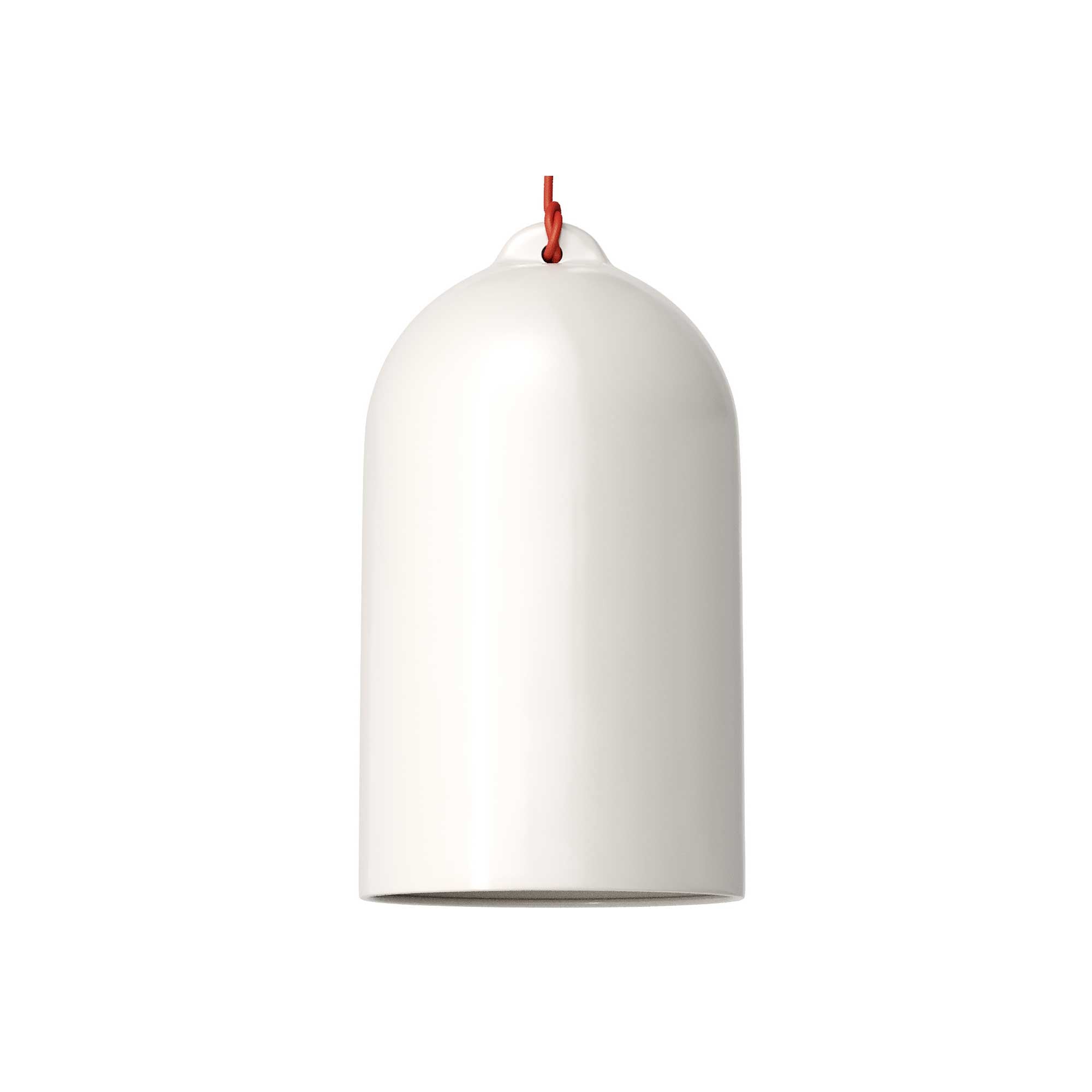 Pendant lamp with textile cable and Bell XL ceramic lampshade - Glossy white