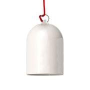 Pendant lamp with textile cable and lampshade Mini Bell XS ceramic shade - Glossy white