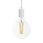 Pendant lamp with textile cable and monochrome metal details - White