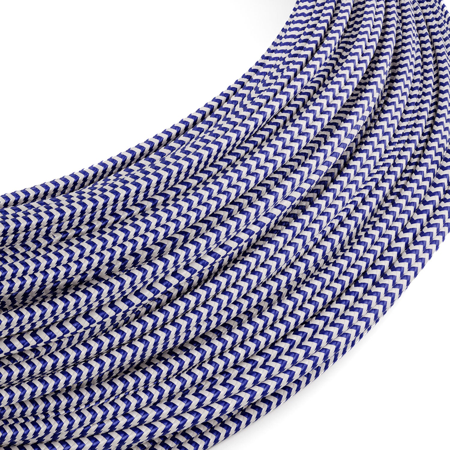 Cavo elettrico Extra Low Voltage rivestito in tessuto Zig Zag Bianco Blu RZ12