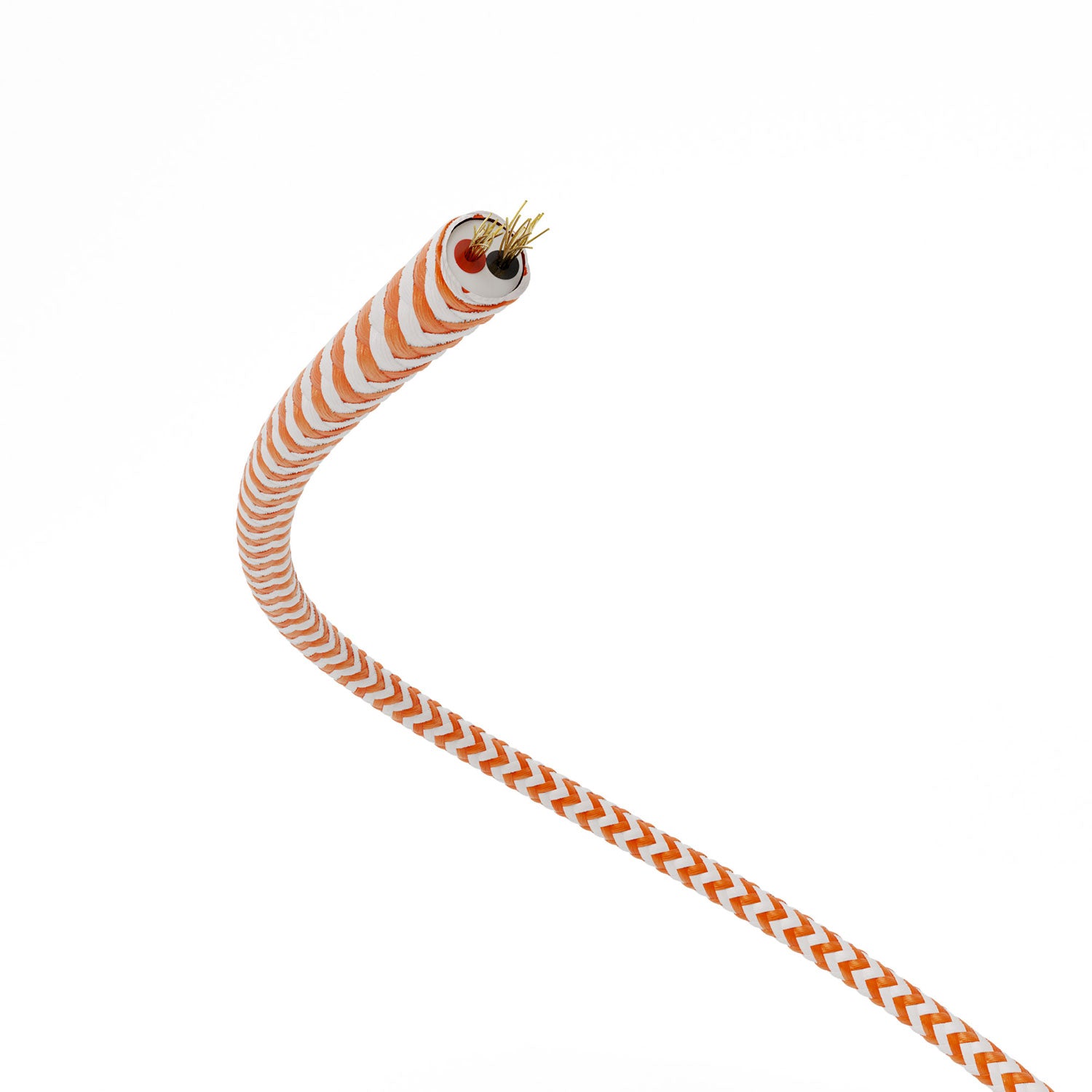 Cavo elettrico Extra Low Voltage rivestito in tessuto Zig Zag Bianco Arancione RZ15