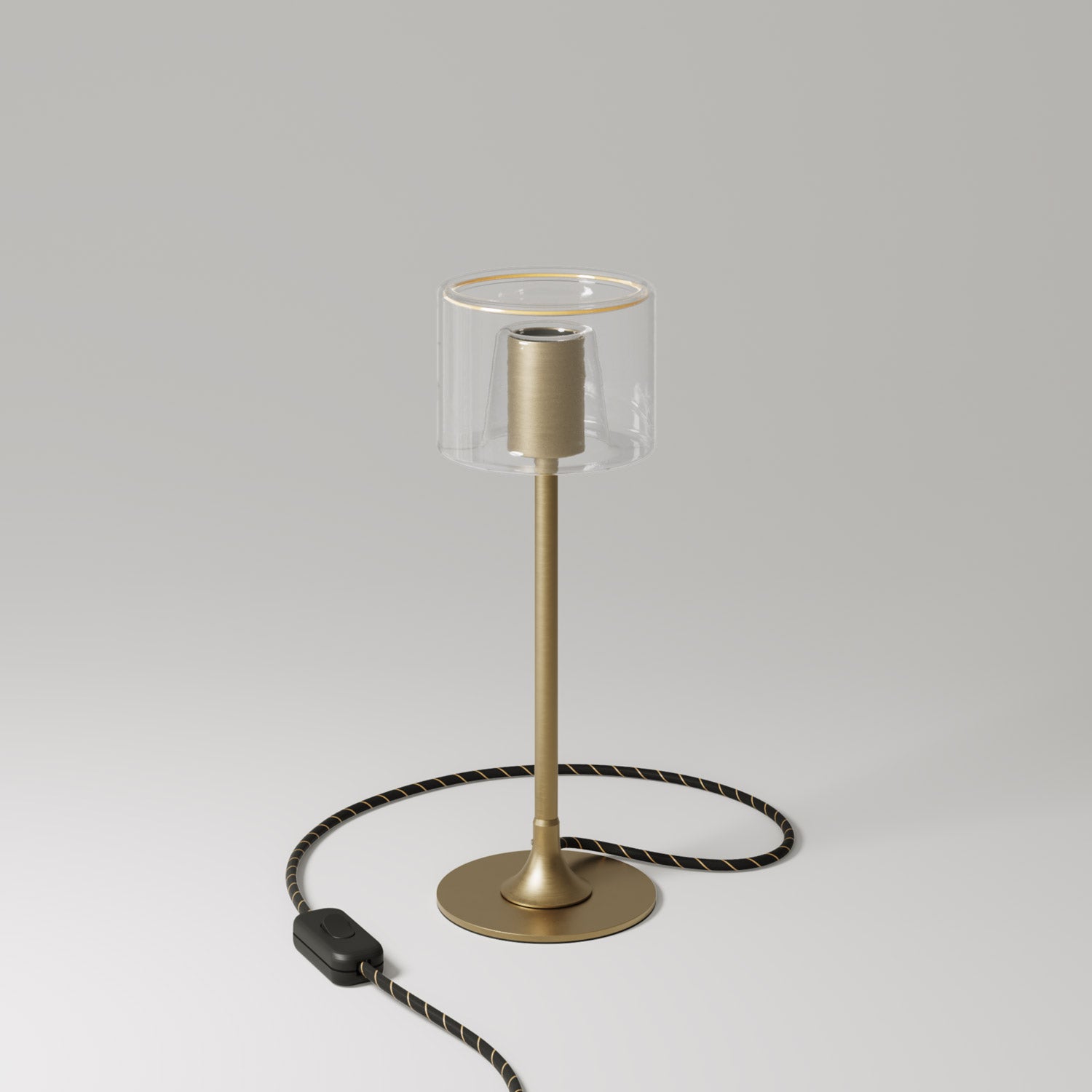 MAG-Y table lamp with round metal base and clear Ghost G03 bulb - Brushed bronze
