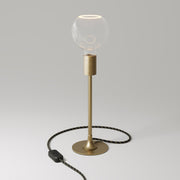 MAG-Y table lamp with round metal base and clear Ghost G05 bulb - Brushed bronze