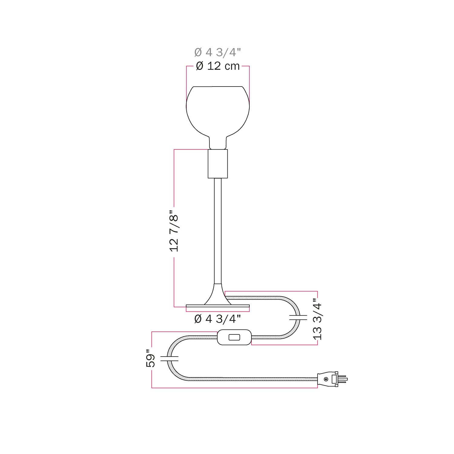 MAG-Y table lamp with round metal base and clear Ghost G05 bulb - Brushed bronze
