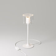 MAG-Y table lamp with round metal base and clear Ghost G03 bulb - Matt white