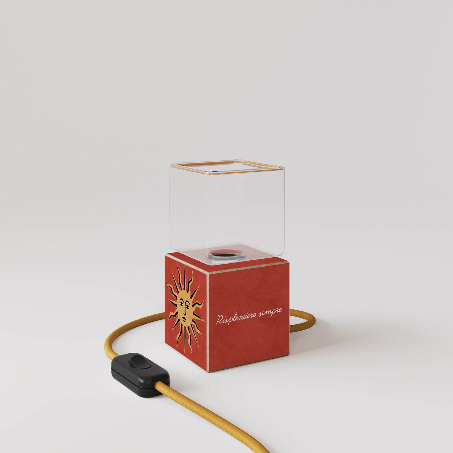 Cubetto table lamp with US plug, "Il sole" Ghost bulb - Santomanifesto