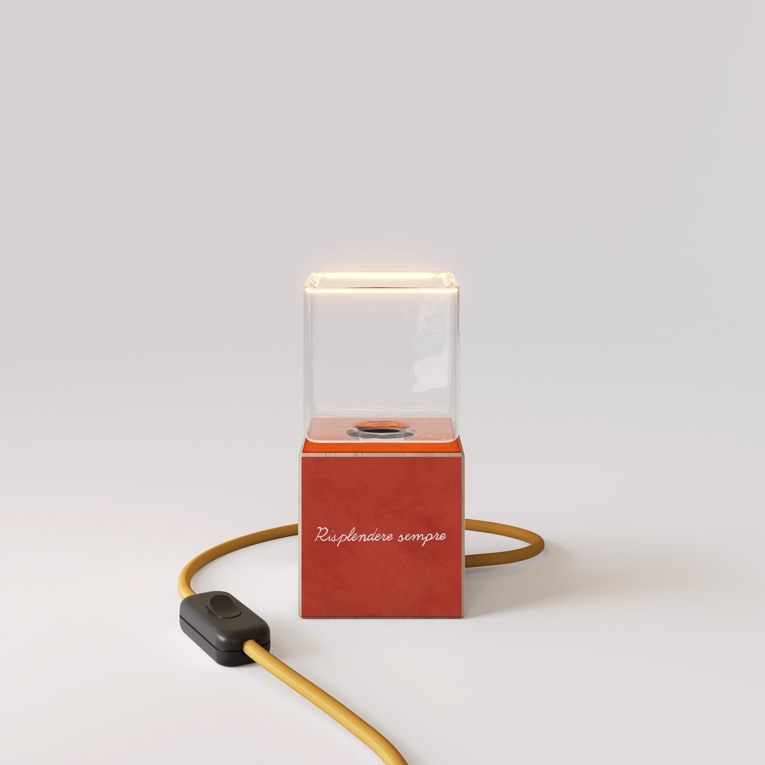 Cubetto table lamp with US plug, "Il sole" Ghost bulb - Santomanifesto