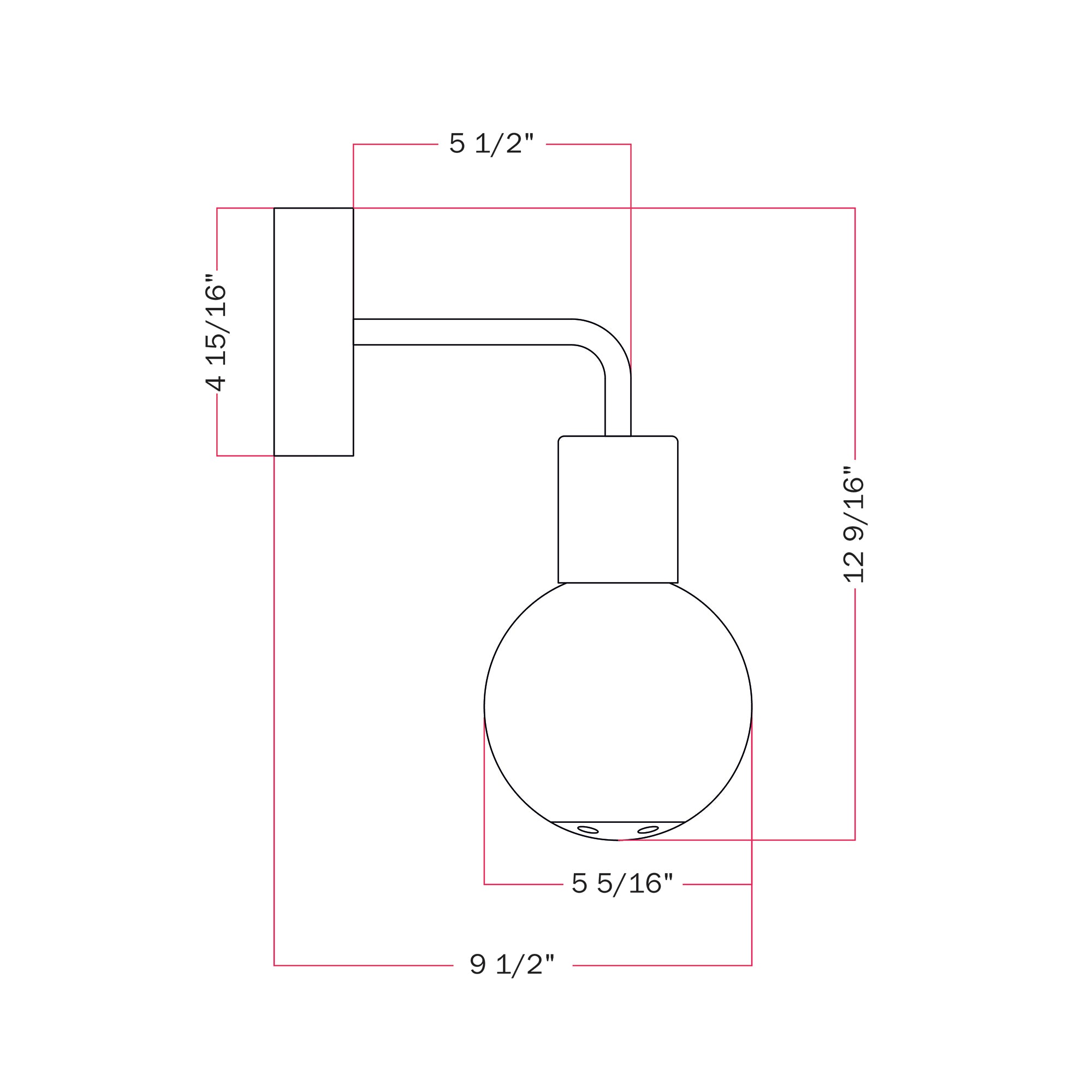 IP65 Modulair Outdoor Wall Light with L-Shaped Extension and Unbreak-a-Ball Shatterproof Sphere Shade - White
