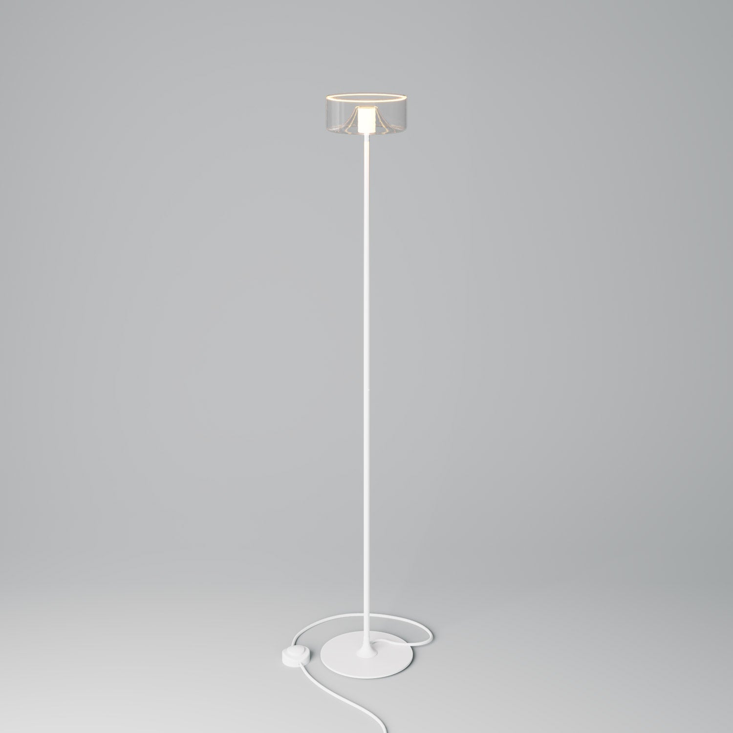 MAG-Y floor lamp with round metal base and Ghost LED bulb - Matt white