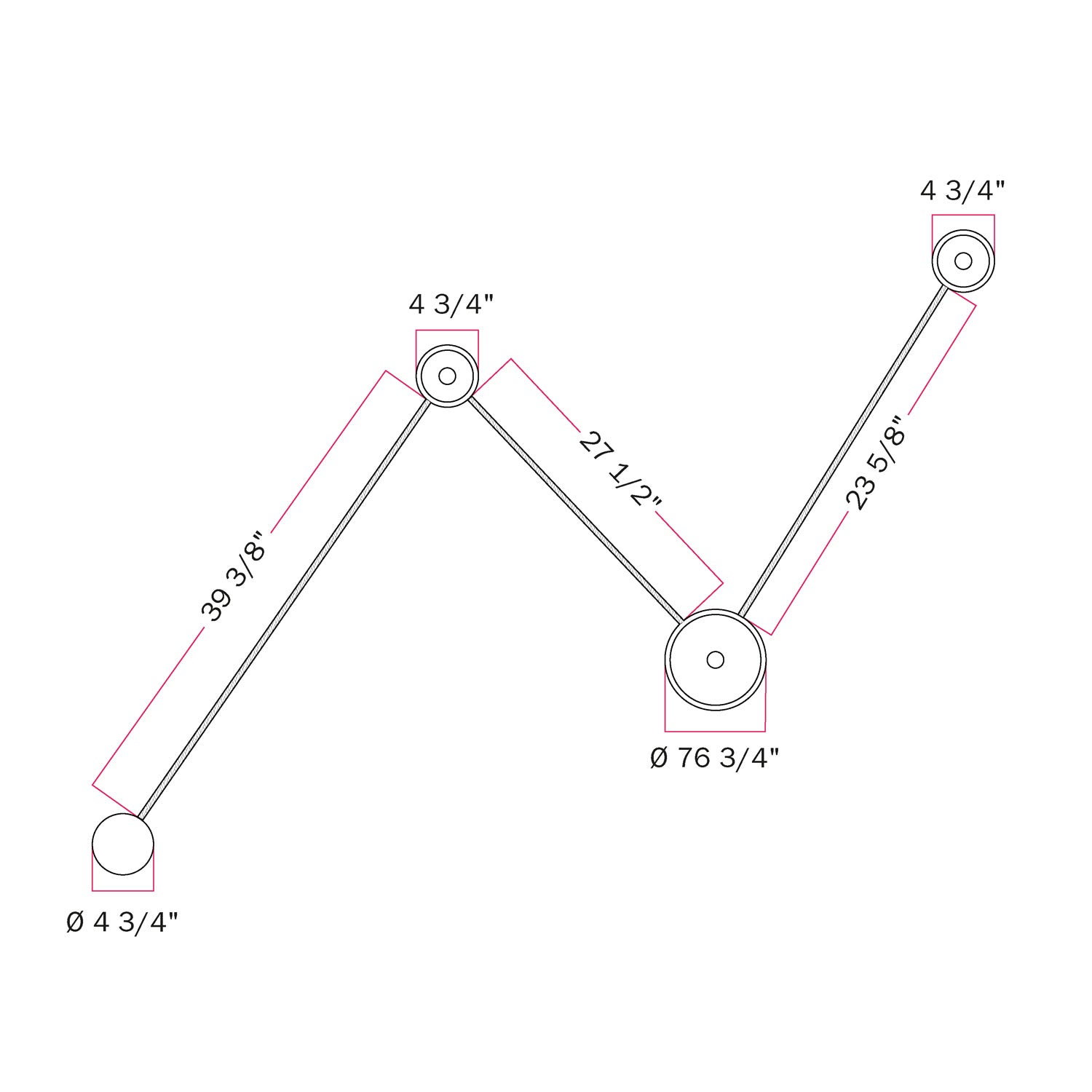 Spostaluce wall lamp with 3 Ghost bulbs and black cable