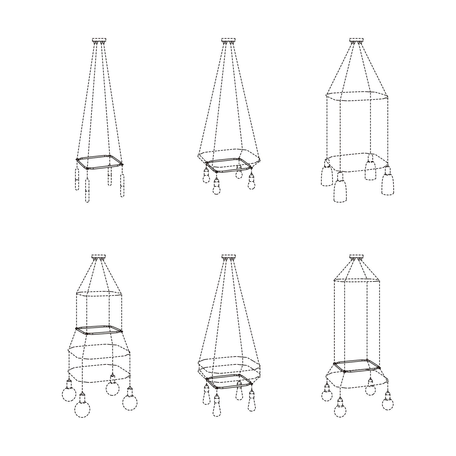 Cage Quadrato - Struttura per lampadari - Nero S - L 34 cm