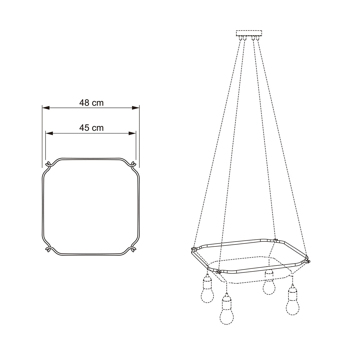 Cage Quadrato - Struttura per lampadari - Trasparente M - L 48 cm