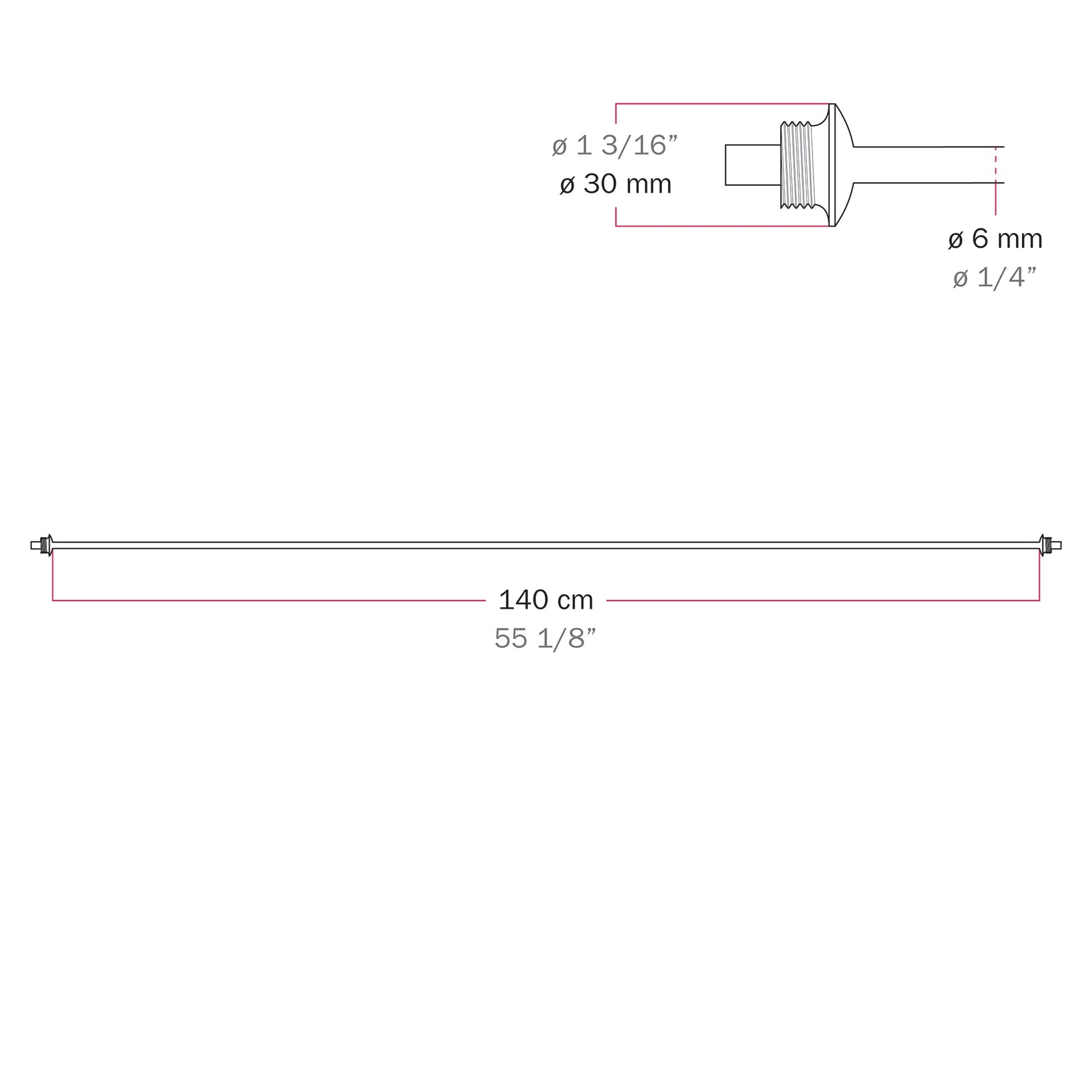 Cavo di connessione tra paralumi 70/140 cm (27 9/16" / 55 1/8") - Marina - Grigio 140 cm (55 1 8")