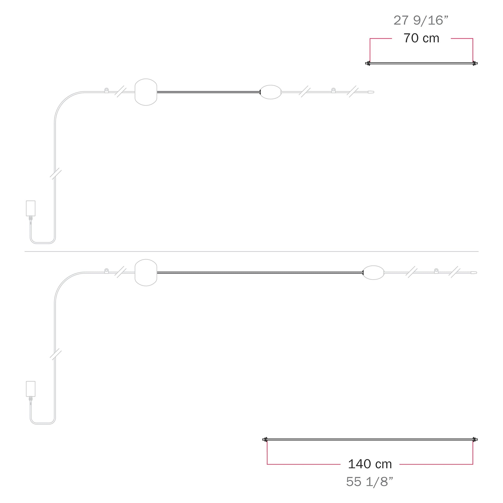 Cavo di connessione tra paralumi 70/140 cm (27 9/16" / 55 1/8") - Marina - Grigio 140 cm (55 1 8")