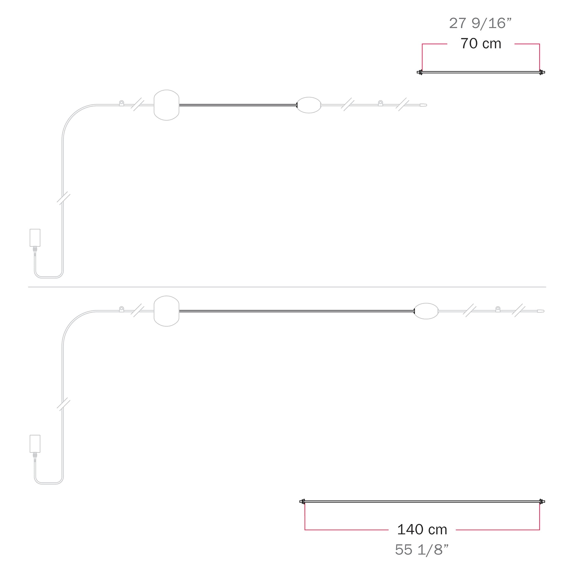 Cavo di connessione tra paralumi 70/140 cm (27 9/16" / 55 1/8") - Marina - Rosso stella marina 140 cm (55 1 8")