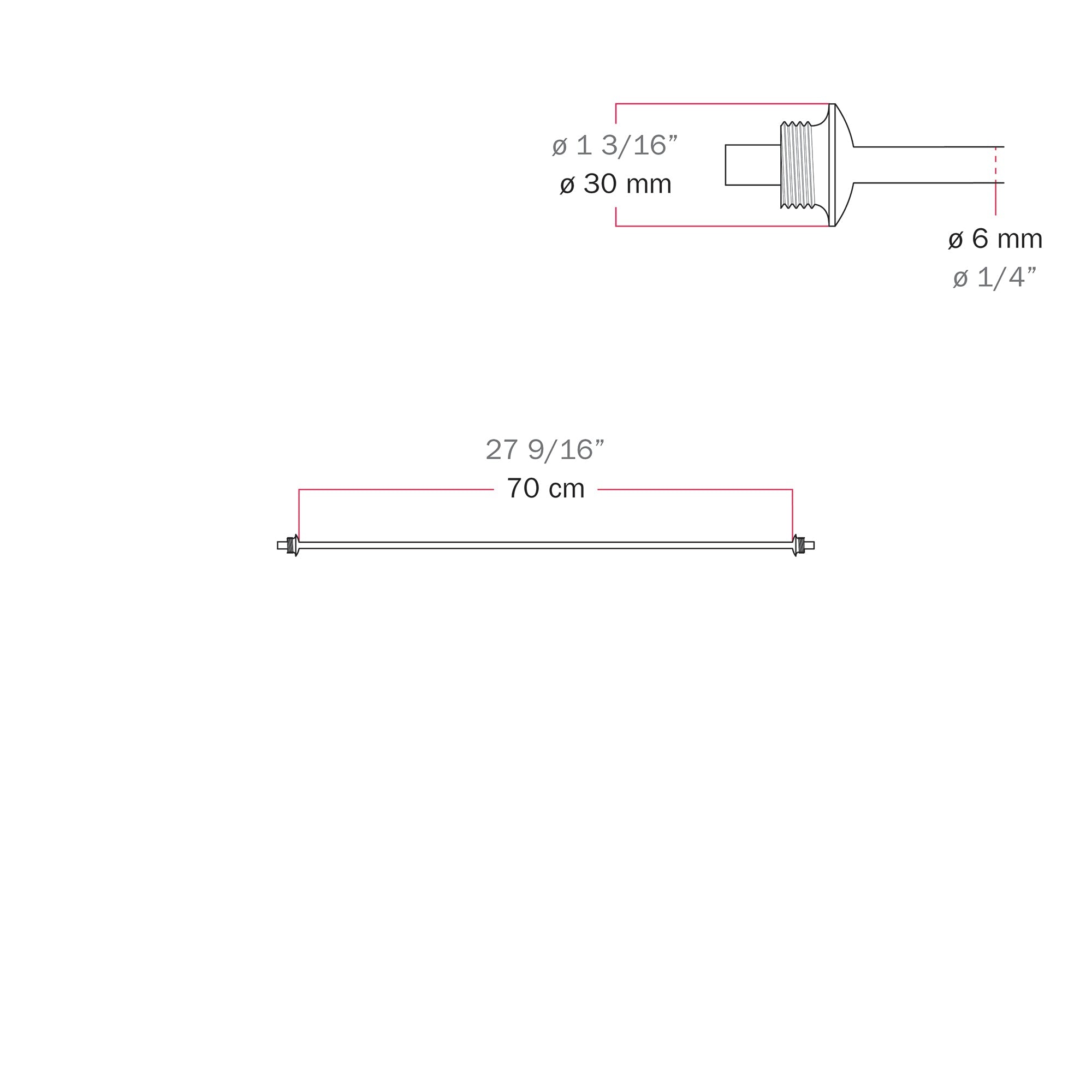 Cavo di connessione tra paralumi 70/140 cm (27 9/16" / 55 1/8") - Marina - Rosso stella marina 70 cm (27 9 16")