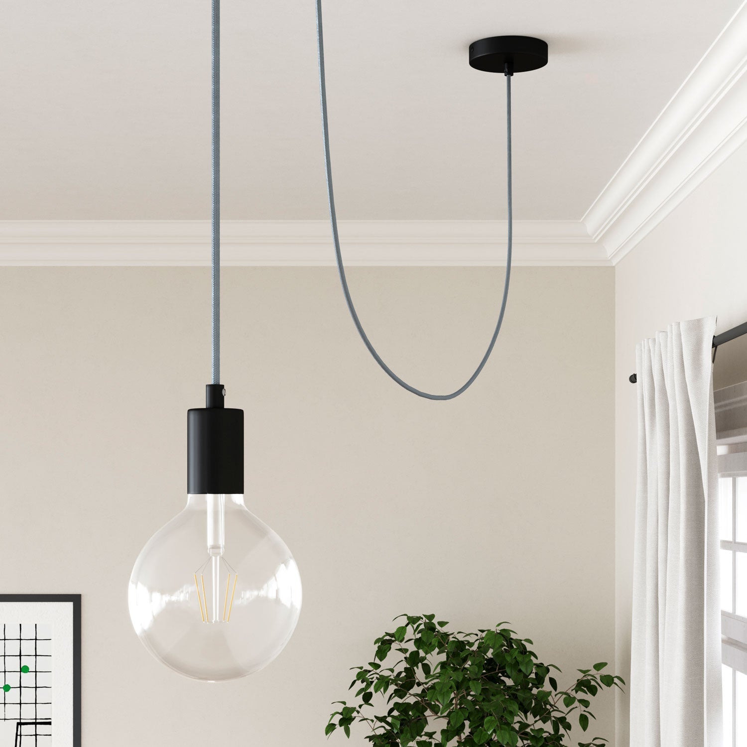 Cloth Covered Wire - Glossy Light Blue Grey RM30 - UL Listed