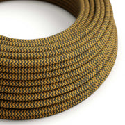 Cloth Covered Wire - Mustard & Charcoal Cotton Chevron RZ27 - UL Listed