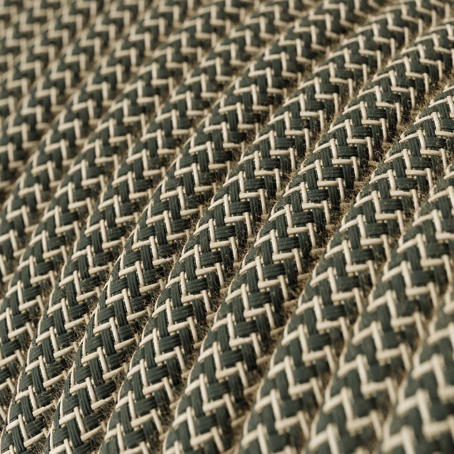 Cloth Covered Wire - Natural & Charcoal Linen Chevron RD74 - UL Listed