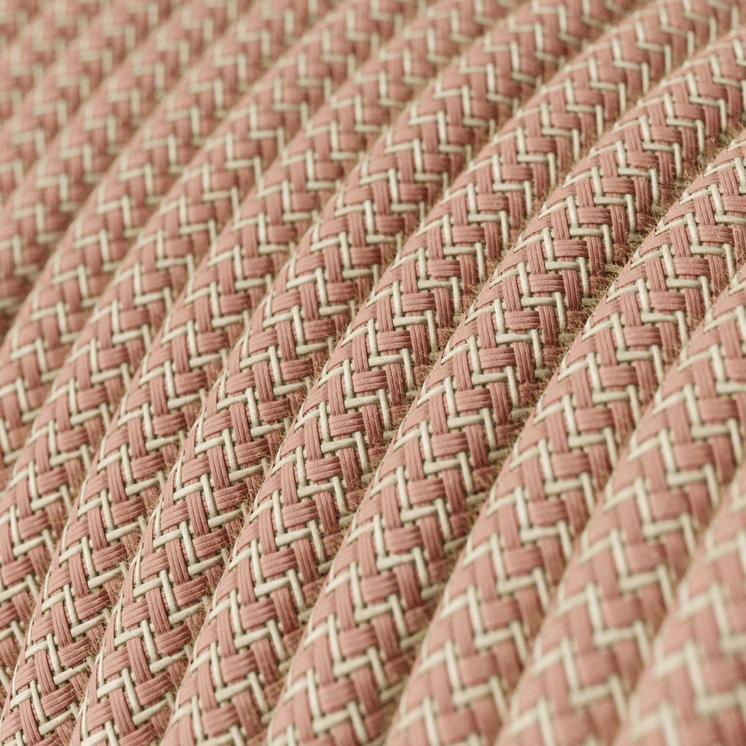 Cloth Covered Wire - Natural & Pink Linen Chevron RD71 - UL Listed