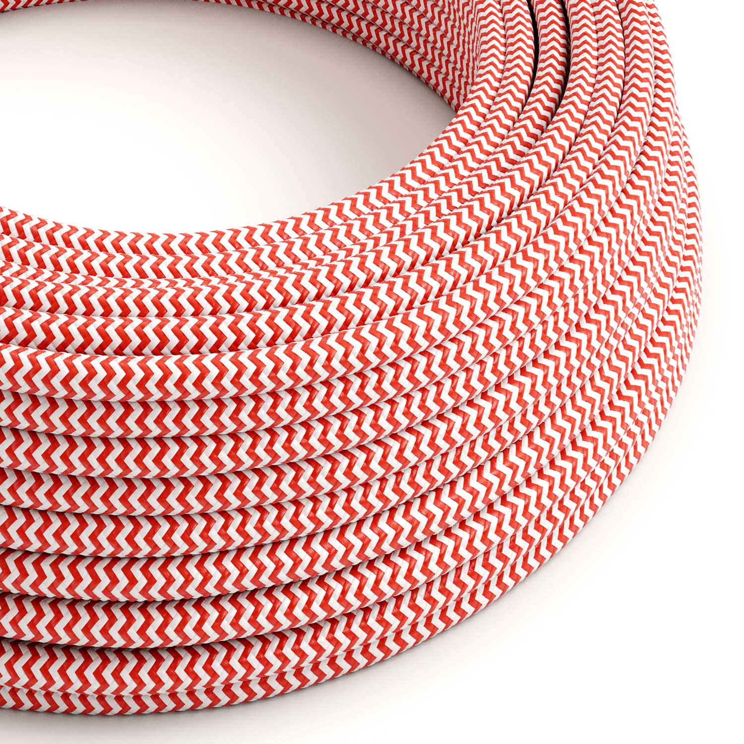 Cloth Covered Wire - Red & White Chevron RZ09 - UL Listed