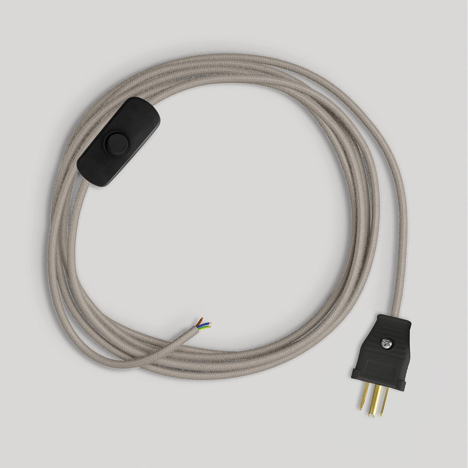 Cordset for lamp with dove-grey cotton cable 6 ft Nero