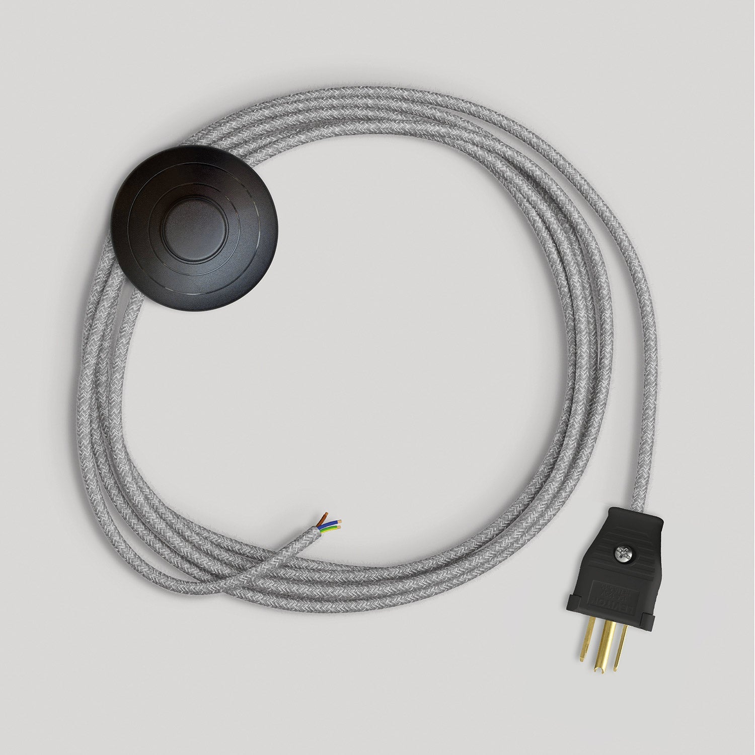 Cordset for lamp with grey linen cable 10 ft Nero