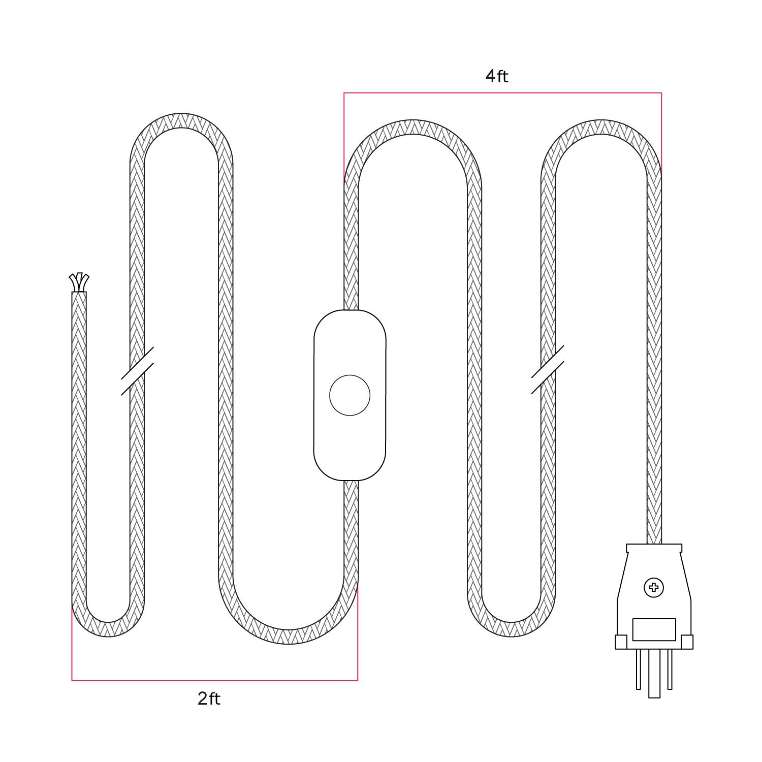 Cordset for lamp with grey linen cable 6 ft Bianco