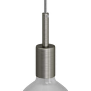 Cylindrical metal UL E26 light bulb socket kit with 7 cm cable clamp - Brushed titanium