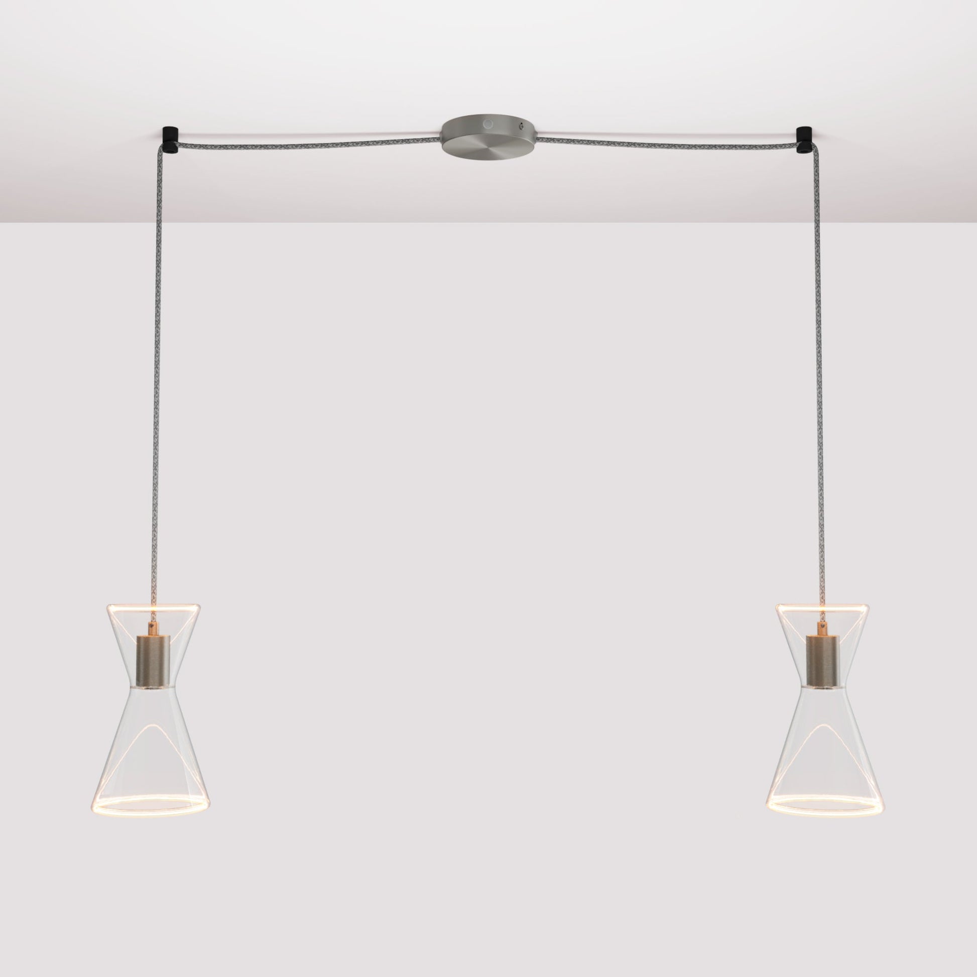 Double-Drop Ghost Double Cone Pendant Lamp - Brushed Titanium