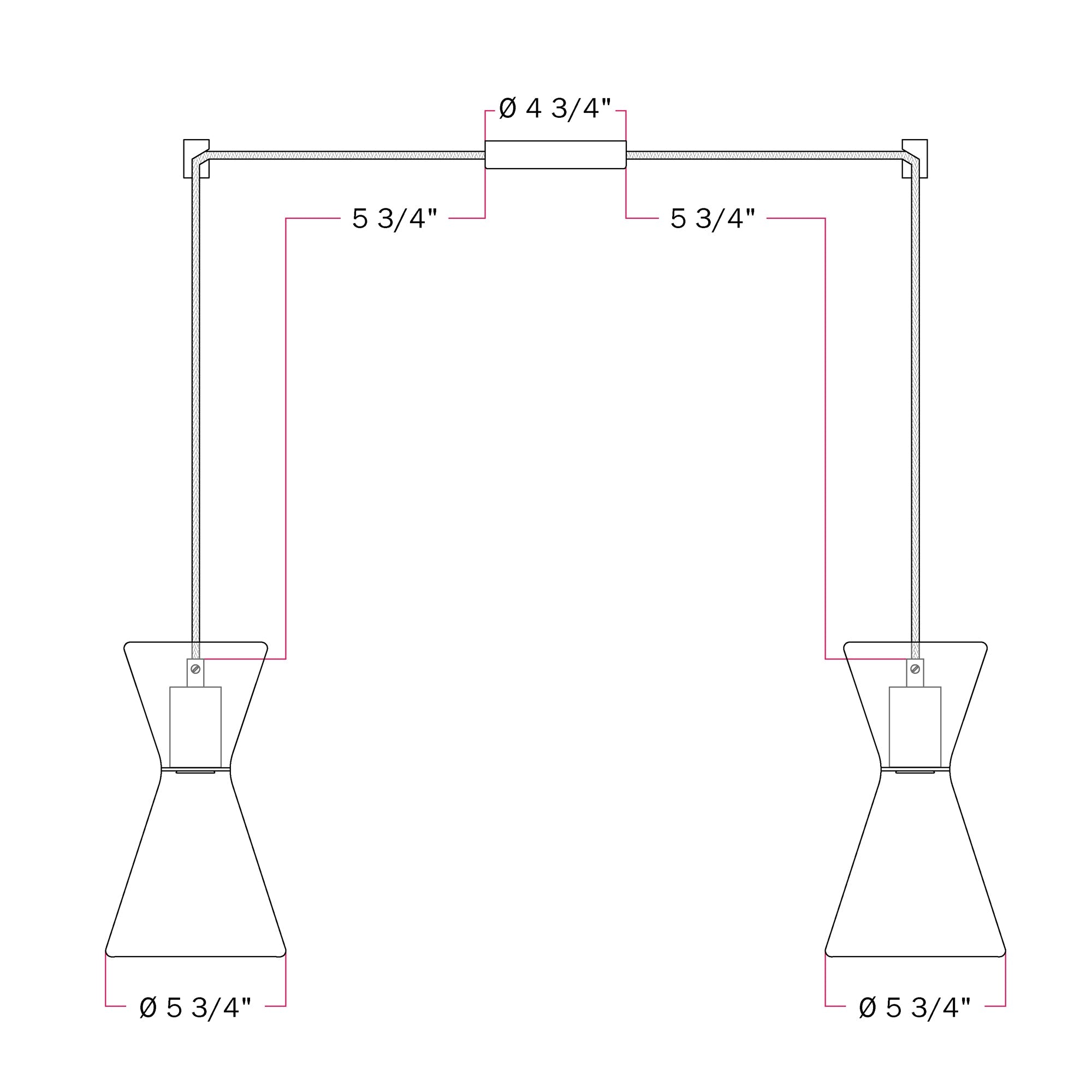 Double-Drop Ghost Double Cone Pendant Lamp - Brushed Titanium