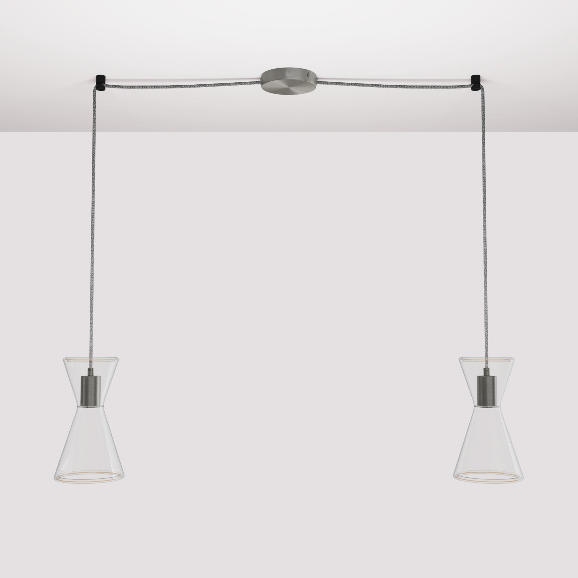 Double-Drop Ghost Double Cone Pendant Lamp - Brushed Titanium