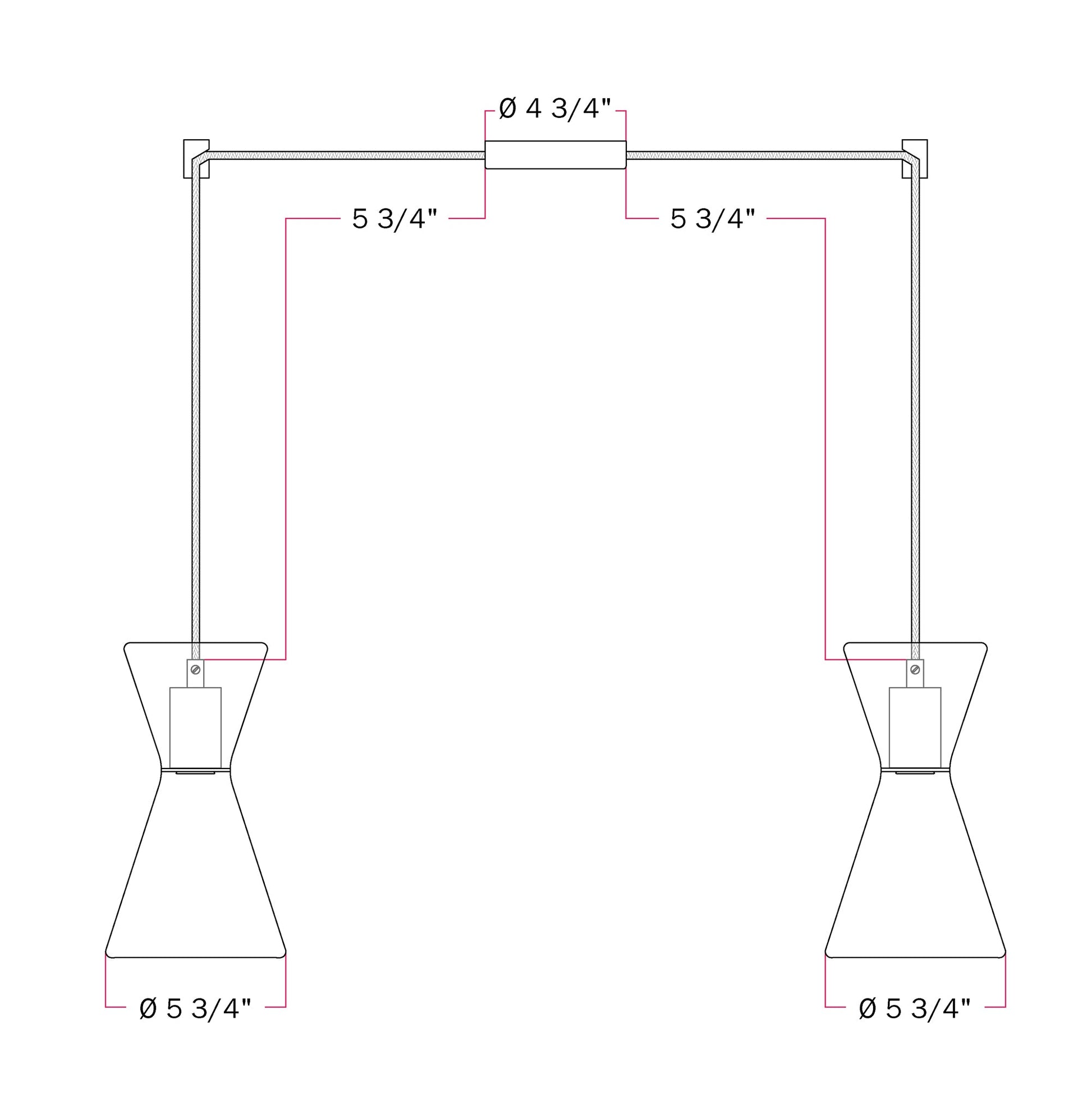 Double-Drop Ghost Double Cone Pendant Lamp - Matte White
